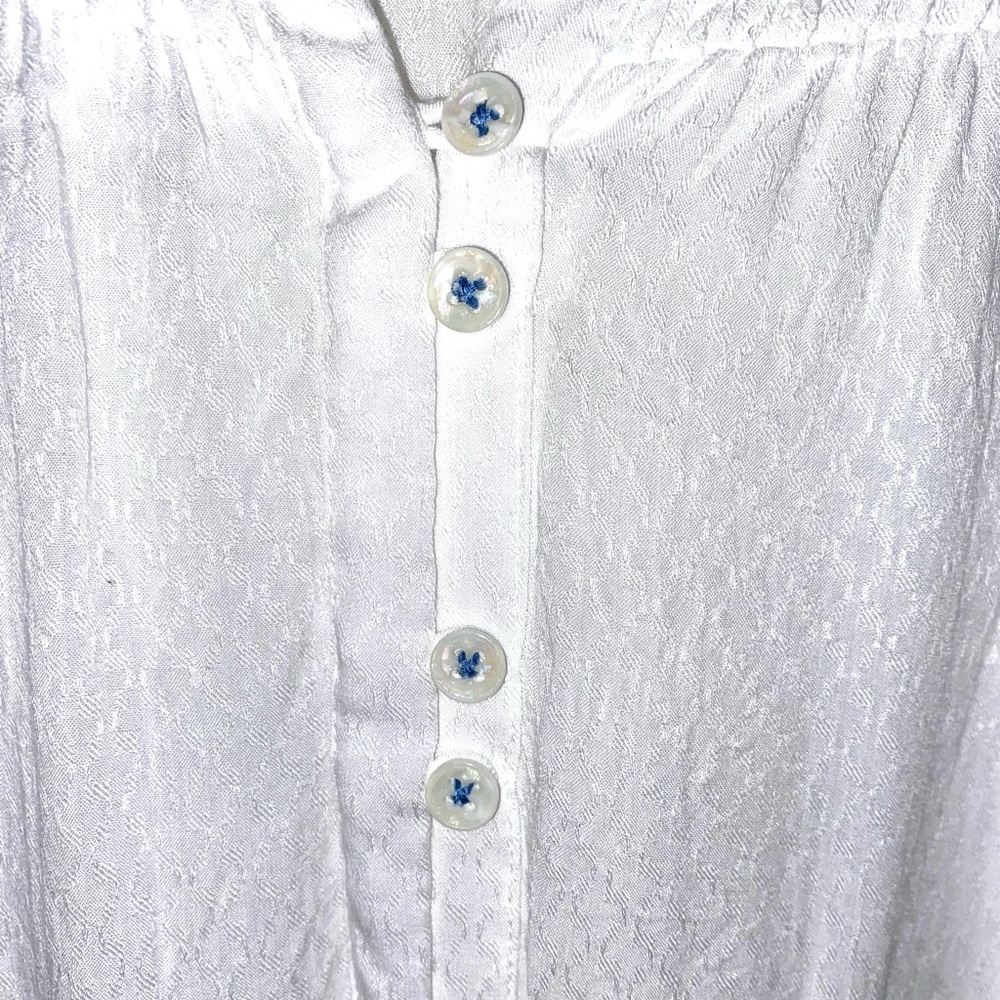 Maeve Anthropologie thin lightweight rayon summer 3/4 sleeve button up top sz 8 - Picture 3 of 7